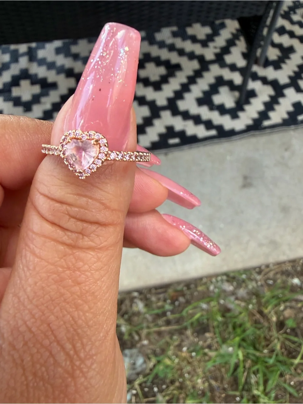 Pandora Rose Gold Heart Ring with Pavé Accent